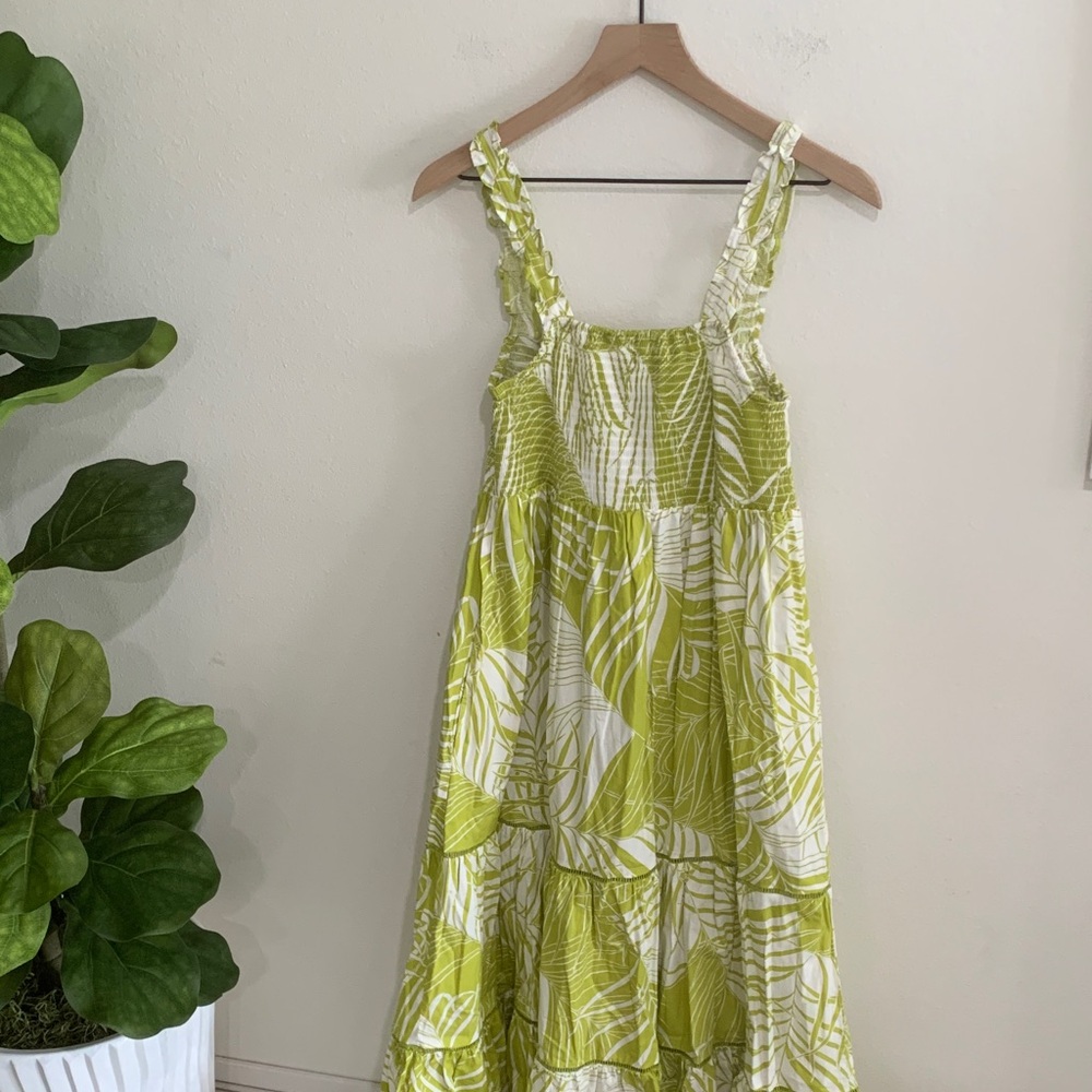 Green Leaf Print Sundress - Women